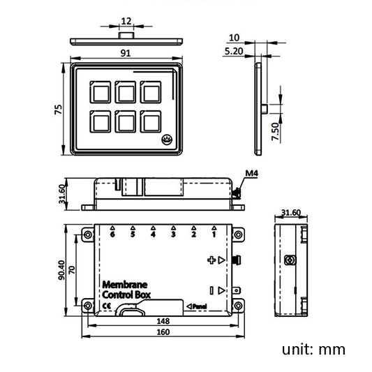 SP5106 RV Yacht Modified 5mm Film Touch 6-Bit Panel Switch by buy2fix