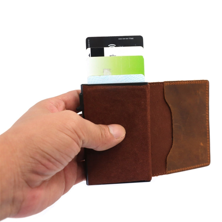 Anti-Theft Positioning Wallet Men Card Holder Mini Wallets For Airtag(Cowhide Brown) by buy2fix