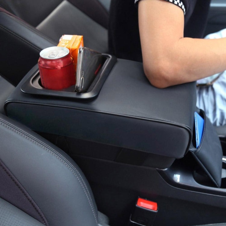 Car Armrest Box Increased Support With Rear Seat Water Cup Holder(Brown) by buy2fix