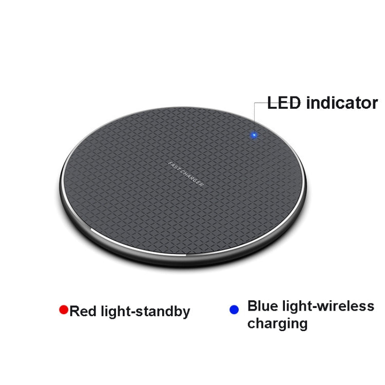 Q25 15W Plaid Pattern Desktop Metal Round Wireless Charger(Black) by buy2fix