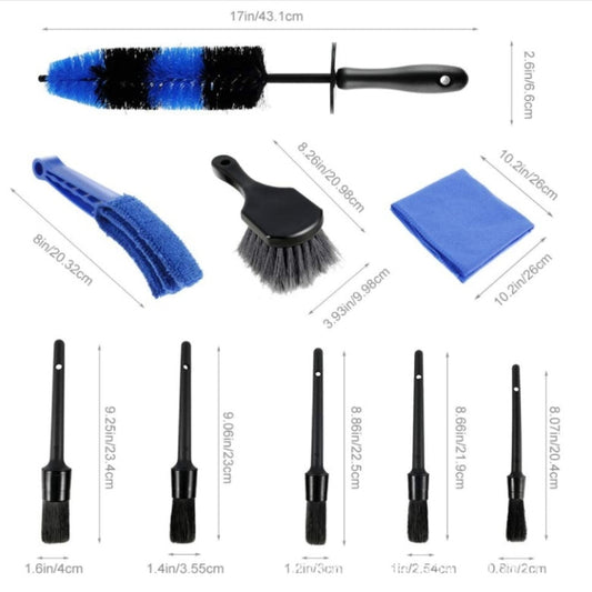 9 PCS / Set Car Wash Detail Brush Short Shank Tire Brush by buy2fix