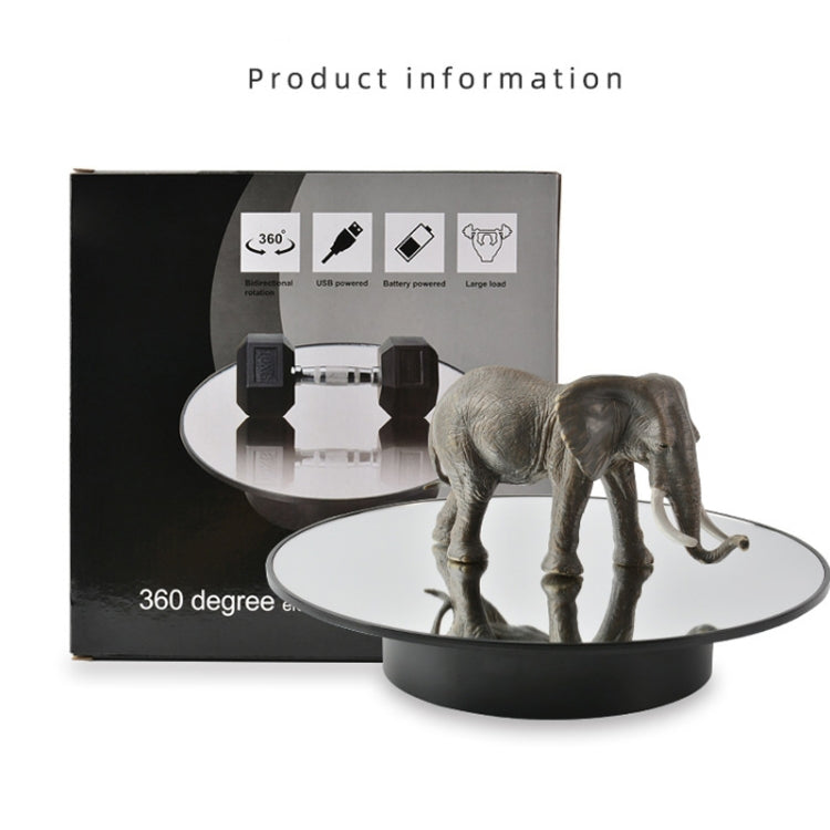 25cm USB Power Rotating Display Stand Video Shooting Props Turntable(Black Mirror) by buy2fix