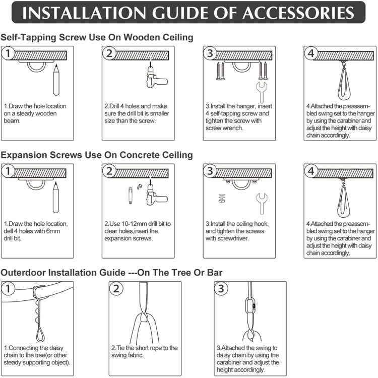 Kids Elastic Hammock Indoor Outdoor Swing, Size: 1.5x2.8m (Black) by buy2fix