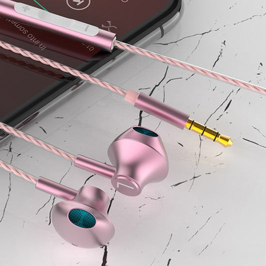TS5000 3.5mm Metal Subwoofer Wired Earphone(Pink) by buy2fix