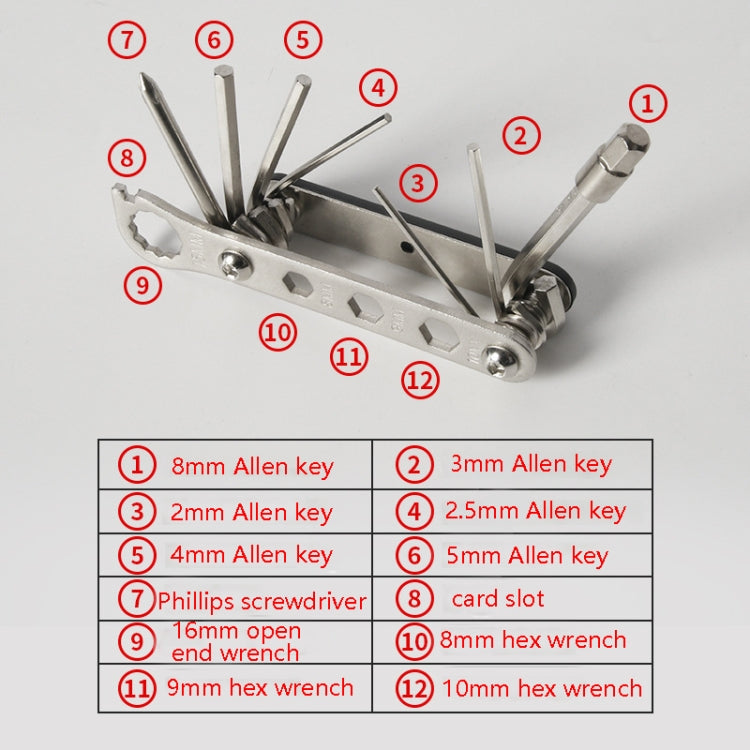 Bicycle 12 In 1 Portable Repair Tool(Red) by buy2fix
