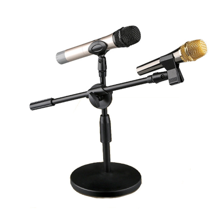 LKT-300 30-65cm Full Metal Disc Base Dual Microphone Stand,Size: 160mm Base by buy2fix