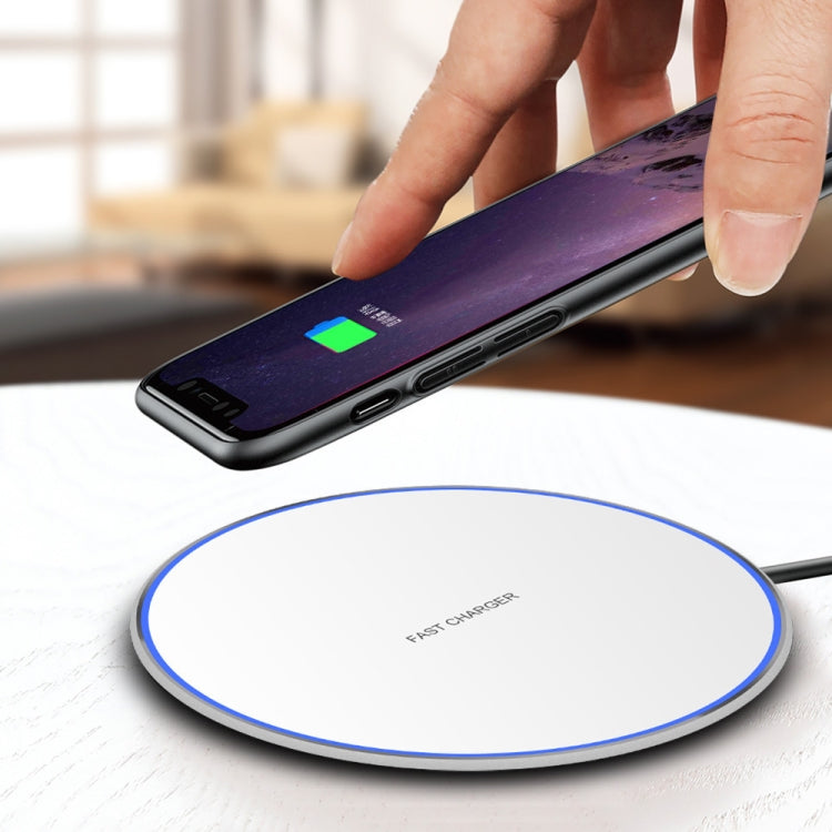15W Metal Round Wireless Charger Smart Fast Charge(Mirror Black) by buy2fix