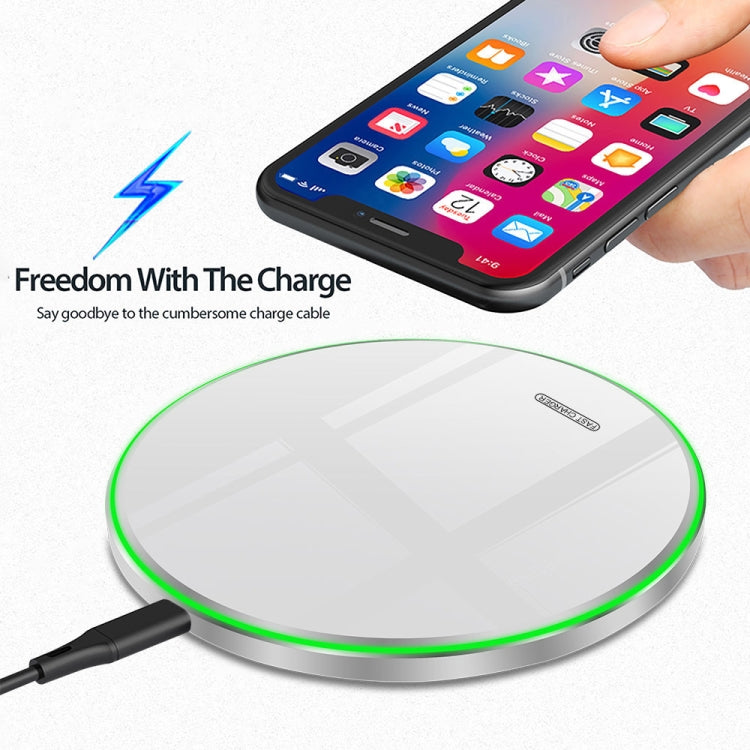 20W QI Metal Mirror Ultra-thin Wireless Charger(White) by buy2fix