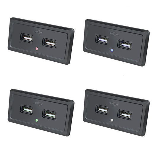 12V24V Route Bus Dual USB Charging Input Car Charger(Green Light) by buy2fix