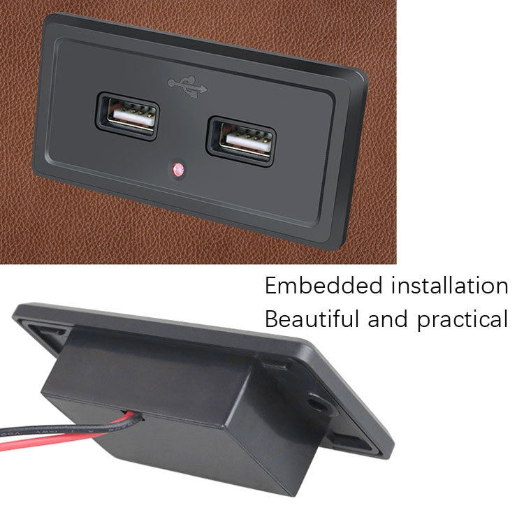 12V24V Route Bus Dual USB Charging Input Car Charger(Red Light) by buy2fix
