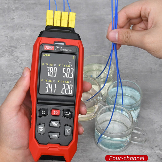 TASI Contact Temperature Meter K-Type Thermocouple Probe Thermometer, Style: TA612C 4 Channels by TASI