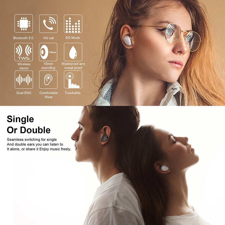 Mini Wireless With Charged Power Display ENC Bluetooth Headset(Black) by buy2fix