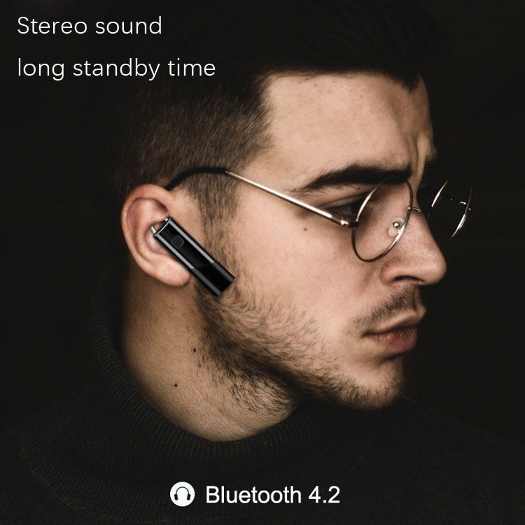 Single Ear 4.2 Bluetooth Headset Stereo HIFI Sports Wireless Bluetooth Headset(A2 Black) by buy2fix