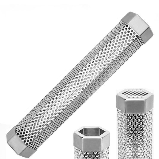 12 Inch Stainless Steel 304 Smoked Tube BBQ Box Outdoor Cold Smoke Box,Style: Tube + Brush + Hook by buy2fix