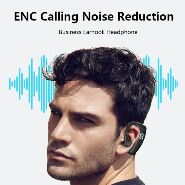 V9S Bluetooth Headset Noise Cancelling Headphones With LED Display(Blue Single Ear) by buy2fix