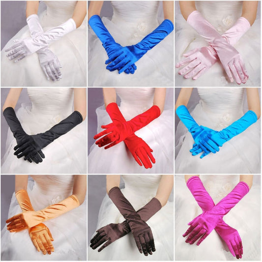 1pair Bride Gloves Satin Long Vintage Travel Sunscreen Dress Wedding Gloves(Champagne) by buy2fix