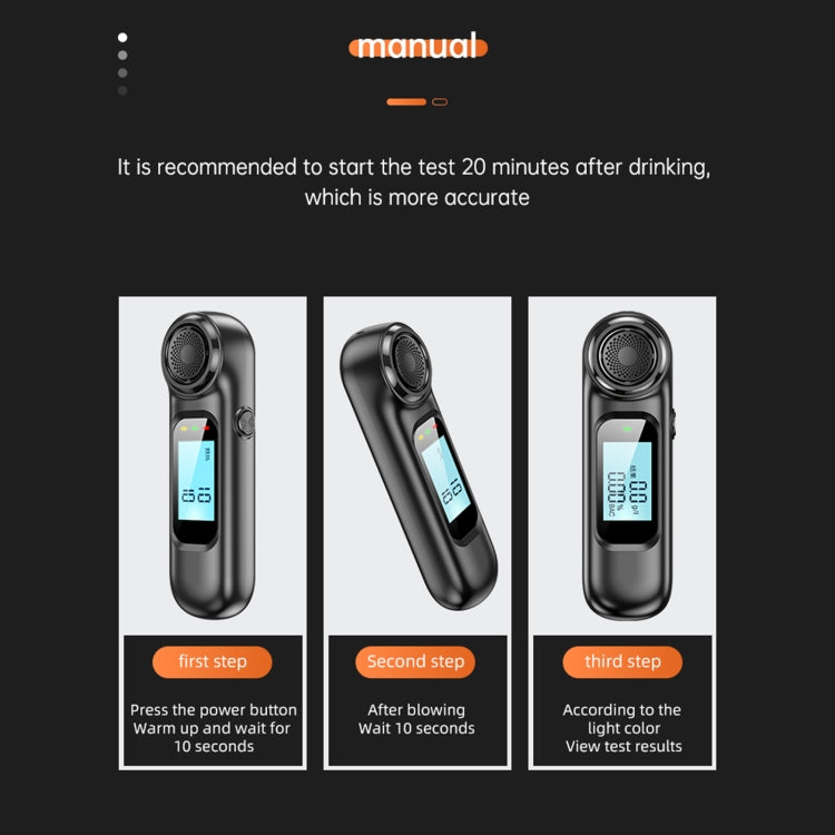 AM01 USB Rechageable Alcohol Tester Handheld Digital Alcohol Breath Tester(English Model) by buy2fix