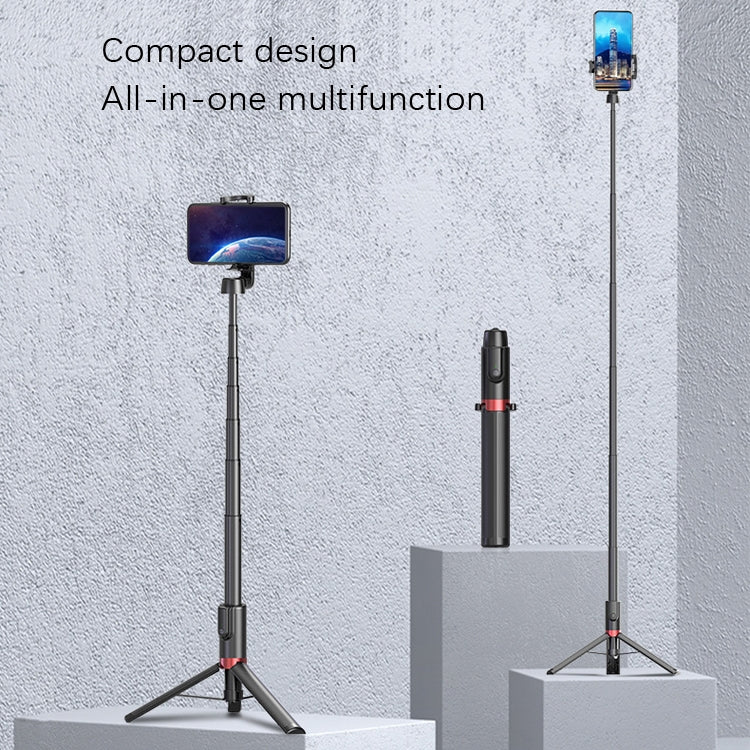 Desktop Multi-Function Live 1.3m Tripod Portable Integrated Bluetooth Selfie Rod(White Silver) by buy2fix