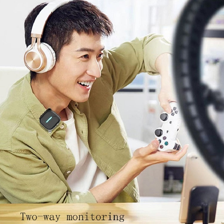 Outdoor Professional Noise-cancelling Wireless Lavalier Microphone Type-C+Apple Adapter+External Microphone by elebest