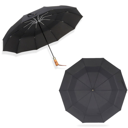 PARACHASE Ten-bone Double-layer Large Windproof Business Automatic Folding Umbrella(Black) by PARACHASE