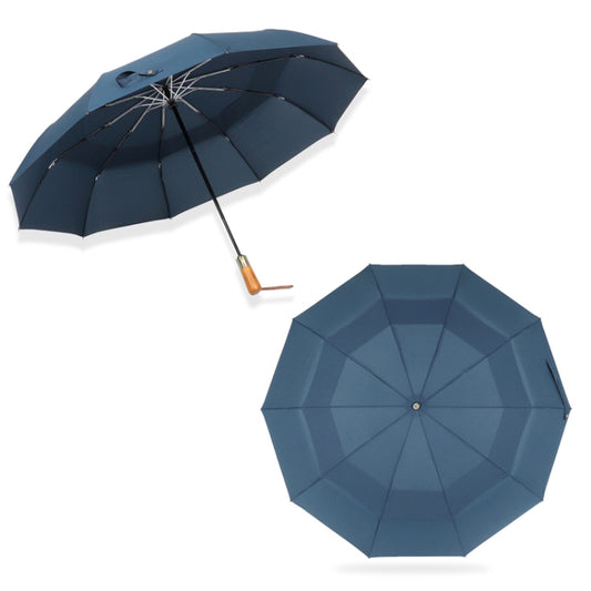 PARACHASE Ten-bone Double-layer Large Windproof Business Automatic Folding Umbrella(Navy) by PARACHASE
