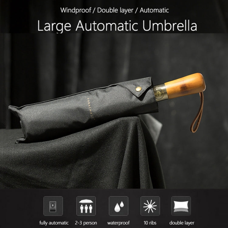PARACHASE Ten-bone Double-layer Large Windproof Business Automatic Folding Umbrella(Navy) by PARACHASE