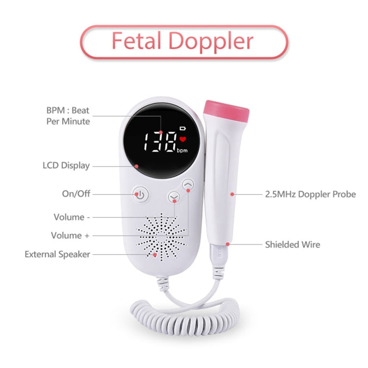W8-25 Fetal Heart Rate Doppler Battery Powered Household Heartbeat Monitor by buy2fix