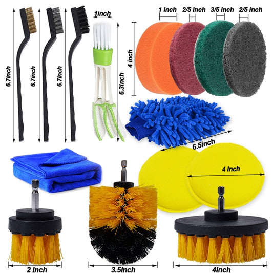 26 PCS / Set Car Beauty Car Wash Detail Brush Electric Drill Brush Outlet Brush(Yellow) by buy2fix
