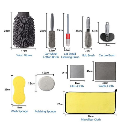 12 PCS / Set Car Wash Tool Brush Car Tires Brush Double Strand Wheel Brush(Gray) by buy2fix