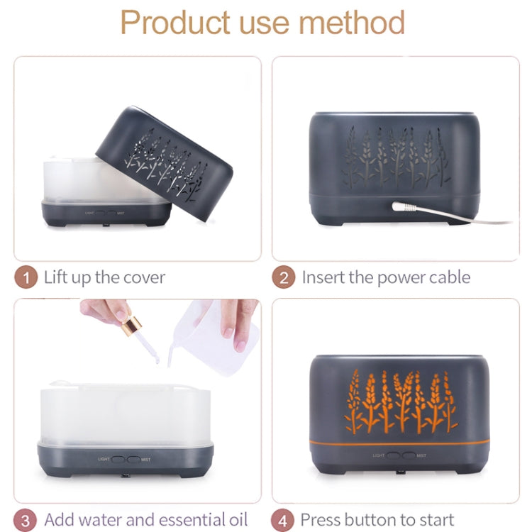 YX-1690 Wood Grain Aroma Diffuser Hollow Flame Humidifier(White) by buy2fix