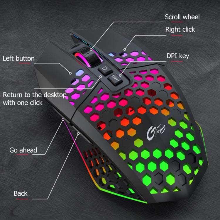 FMOUSE X801 8 Keys 1600DPI Hollow Luminous Gaming Office Mouse,Style: Black Wired by FMOUSE