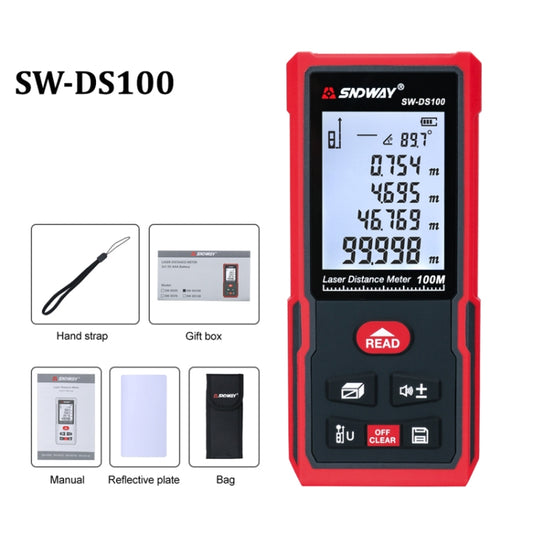 SNDWAY SW-DS100 Handheld Laser Rangefinder Infrared Laser Ruler, Distance: 100m by SNDWAY