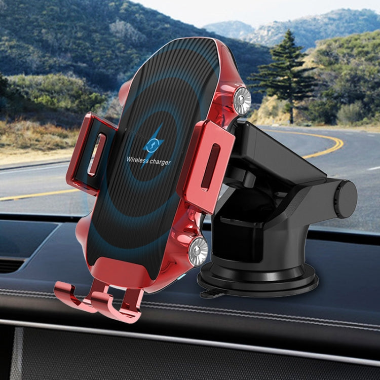 X343 15W Car Wireless Charger Smart Induction Suction Cup Phone Holder( Red) by buy2fix