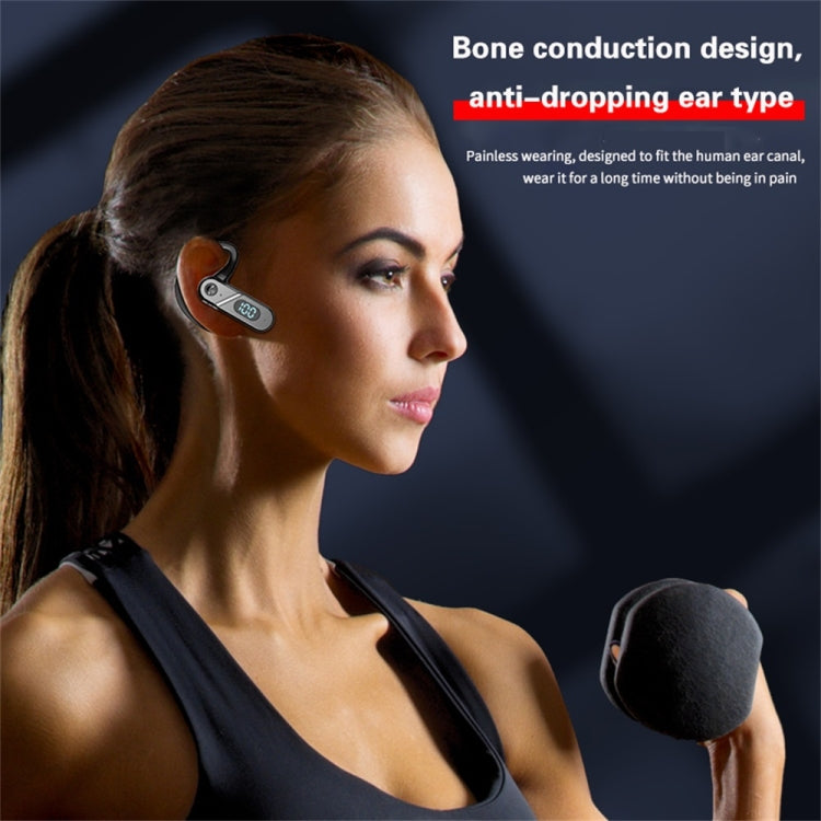 V28 Bluetooth Headset Hanging Ear Digital Display Single Ear Voice Control Earphone(Black) by buy2fix
