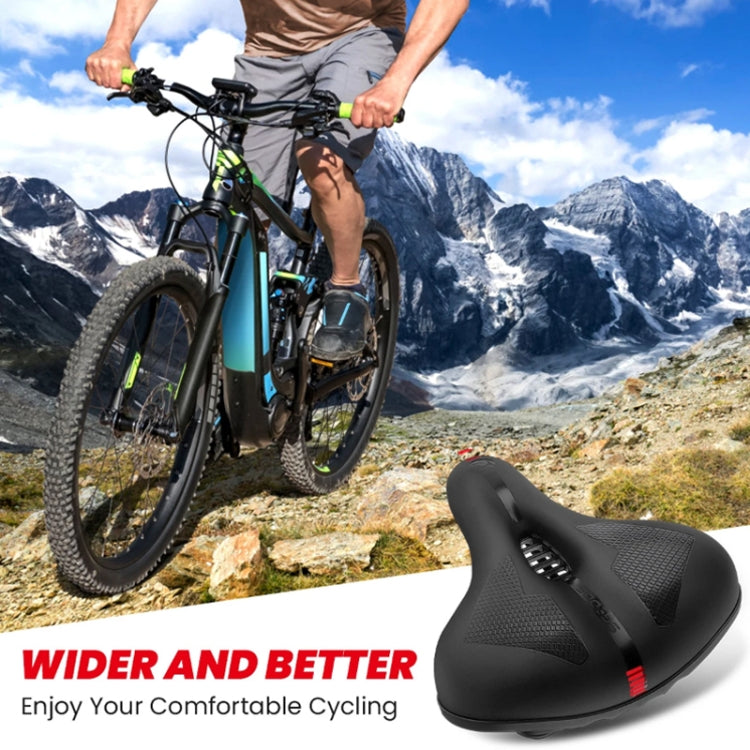 SGODDE Mountain Bike Shock Absorbing Thickened Soft Saddle(Black Red) by buy2fix