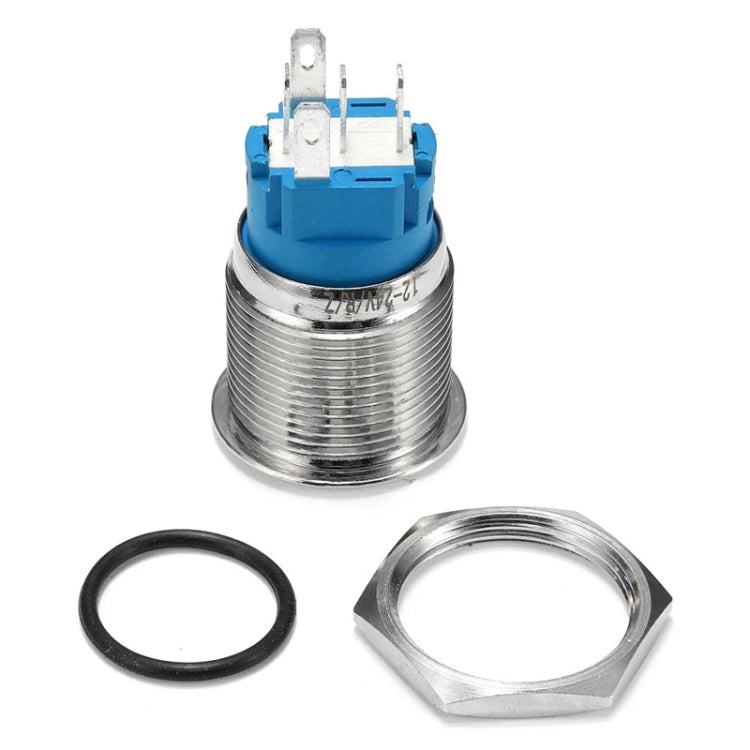 2 PCS 19mm Car Modified Metal Waterproof Button Flat Switch With Light, Color: Self-lock Green Light by buy2fix