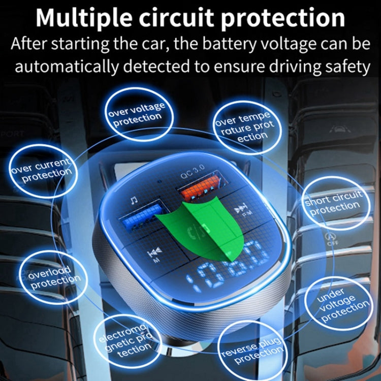 QC3.0 Fast Charge Car Bluetooth MP3 Player Car FM Transmitter(Black) by buy2fix