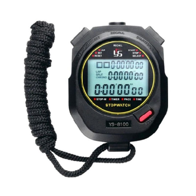 YS Electronic Stopwatch Timer Training Running Watch, Style: YS-8100 100 Memories (Black) - Pedometer by buy2fix | Online Shopping UK | buy2fix