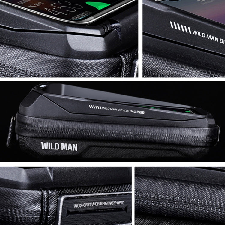 WILD MAN MS33 0.6L Mountain Bike Hard Shell Phone Touch Screen Handlebar Bag(Black) by WILD MAN