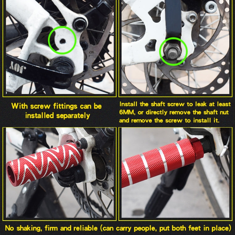 FMFXTR Bicycle Back Seat Foot Pedal Universal Back Rear Post, Color: Red Large Hole Long by FMFXTR