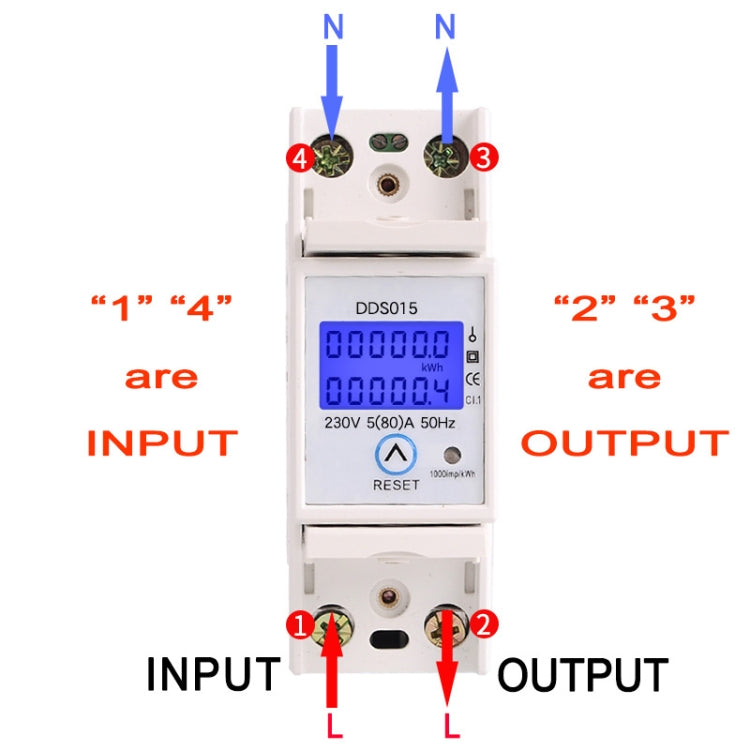 SINOTIMER DDS015 Backlight Display Single-phase Household Rail Energy Meter 5-80A 230V by SINOTIMER