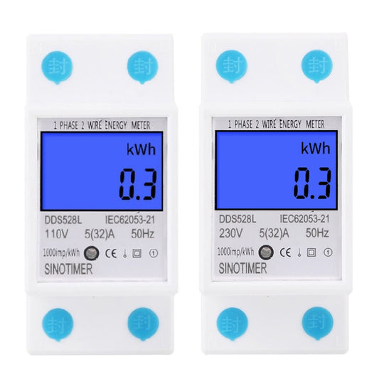 DDS528L Backlight Display Home Single-phase Rail Energy Meter 5-32A(230V 50Hz) by SINOTIMER
