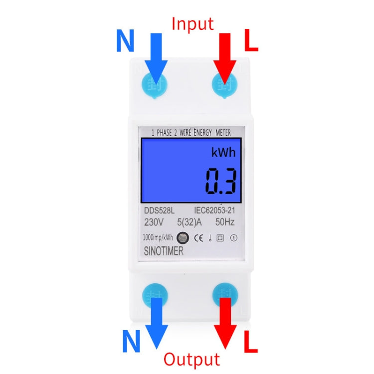 DDS528L Backlight Display Home Single-phase Rail Energy Meter 5-32A(110V 60Hz) by SINOTIMER