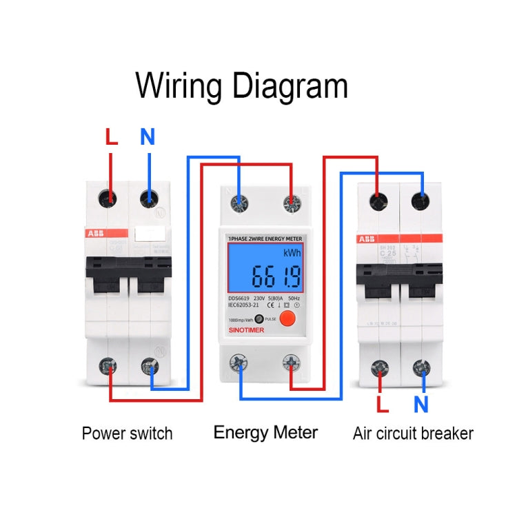 SINOTIMER DDS6619-012 Backlight Display Household Single-phase Rail Energy Meter 5-80A(230V 50Hz) by SINOTIMER