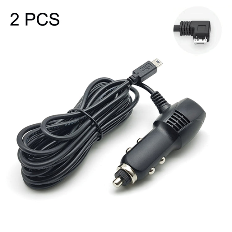 2 PCS Car Charger Fast Charging Driving Recorder Supply Line, Style: 1.5A+2.4A(Android Right Bend) - Cables & Connectors by buy2fix | Online Shopping UK | buy2fix