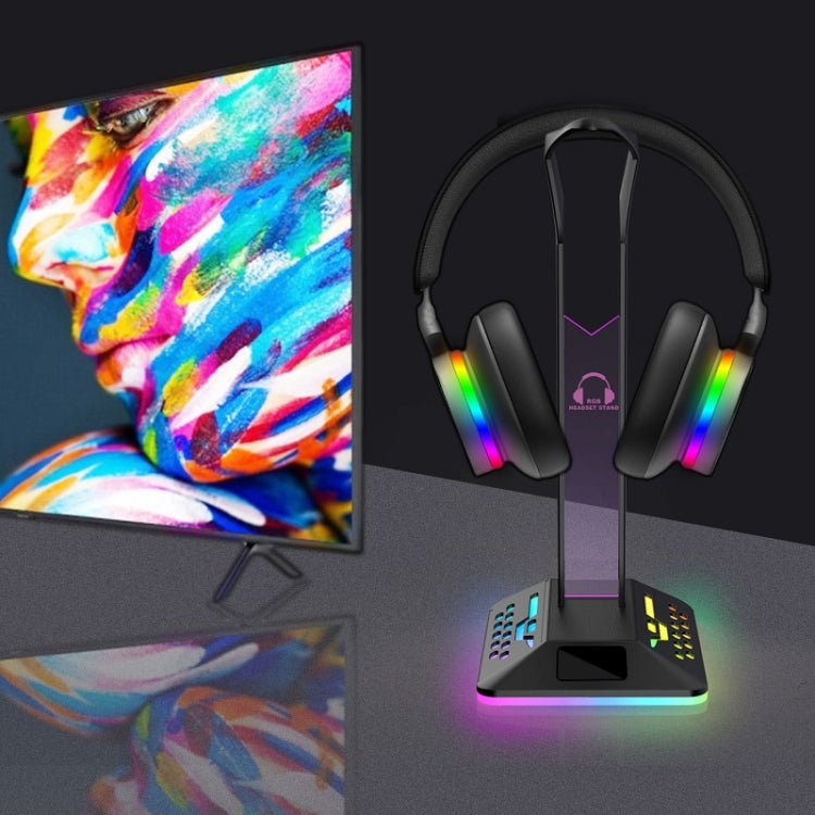 Dual USB RGB Color Changing Gaming Headset Stand(Black) by buy2fix