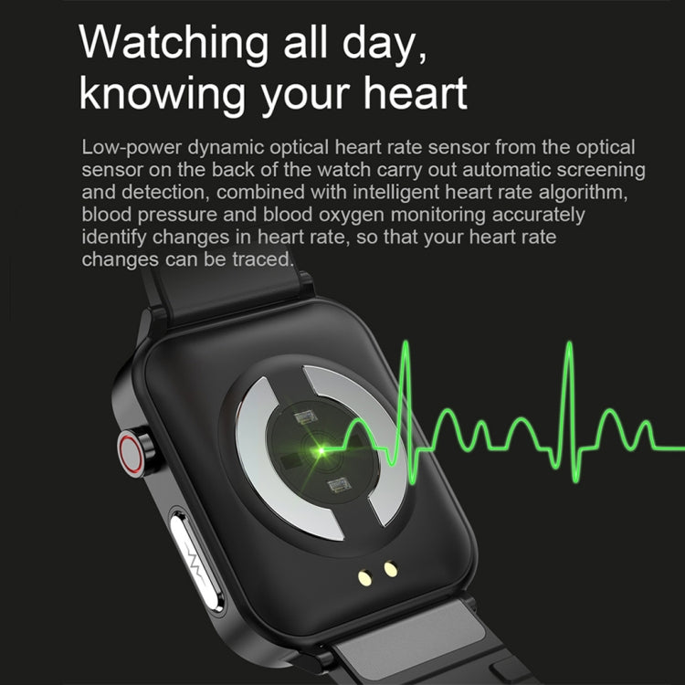 LOANIY E86 1.7 Inch Heart Rate Monitoring Smart Bluetooth Watch, Color: Black Leather by LOANIY