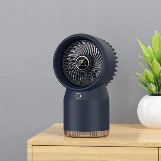 Spray Humidified LED Digital Display Office Home Fan, Style: 3600mAh Rechargeable(Blue) by buy2fix