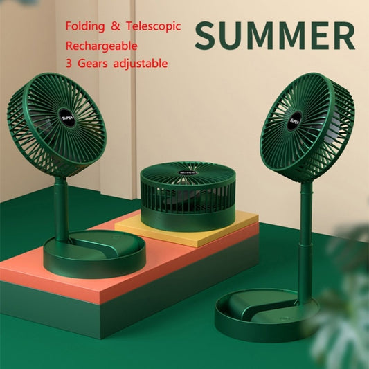 Portable Folding Fan Retractable Floor Standing Fan,Style: USB Plug In (Green) by buy2fix