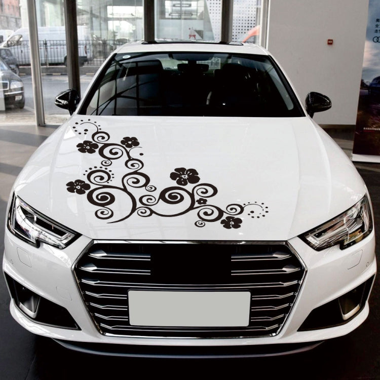 D-908 Summer Flower Totem PVC Car Hood Sticker(Black) by buy2fix